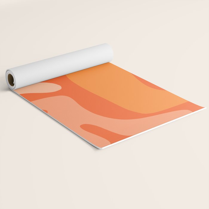 Mid Century Modern Kwaito Abstract Pattern in Tangerine Orange Yellow Yoga Mat Gallery Image 2
