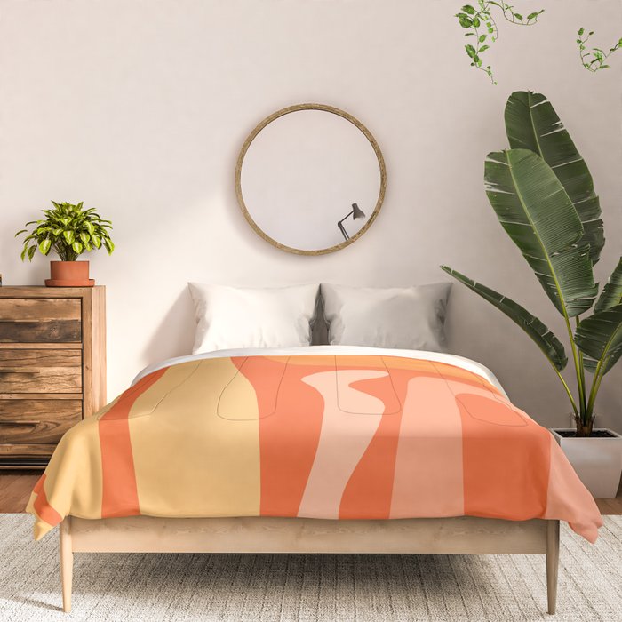 Mid Century Modern Kwaito Abstract Pattern in Tangerine Orange Yellow Comforter Gallery Image 3