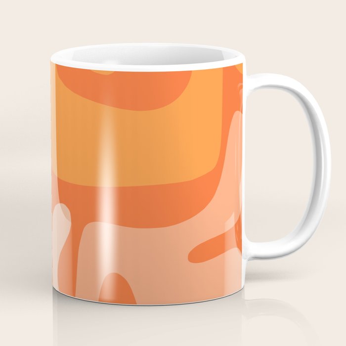 Mid Century Modern Kwaito Abstract Pattern in Tangerine Orange Yellow Coffee Mug Gallery Image 1