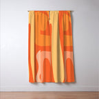 Mid Century Modern Kwaito Abstract Pattern in Tangerine Orange Yellow Window Curtain Gallery Image 3