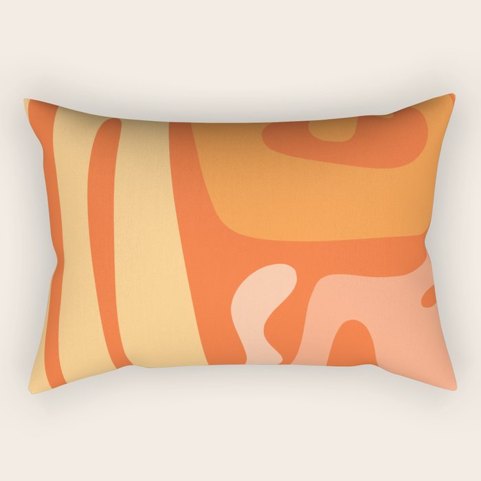 Mid Century Modern Kwaito Abstract Pattern in Tangerine Orange Yellow Rectangular Pillow Gallery Image 1