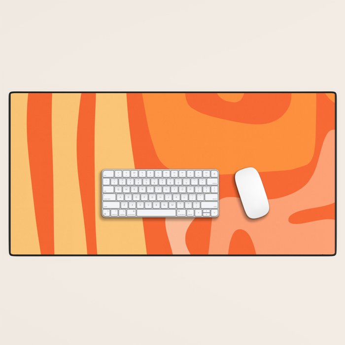 Mid Century Modern Kwaito Abstract Pattern in Tangerine Orange Yellow Desk Mat Gallery Image 1