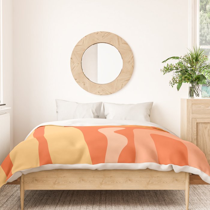 Mid Century Modern Kwaito Abstract Pattern in Tangerine Orange Yellow Duvet Cover Gallery Image 3