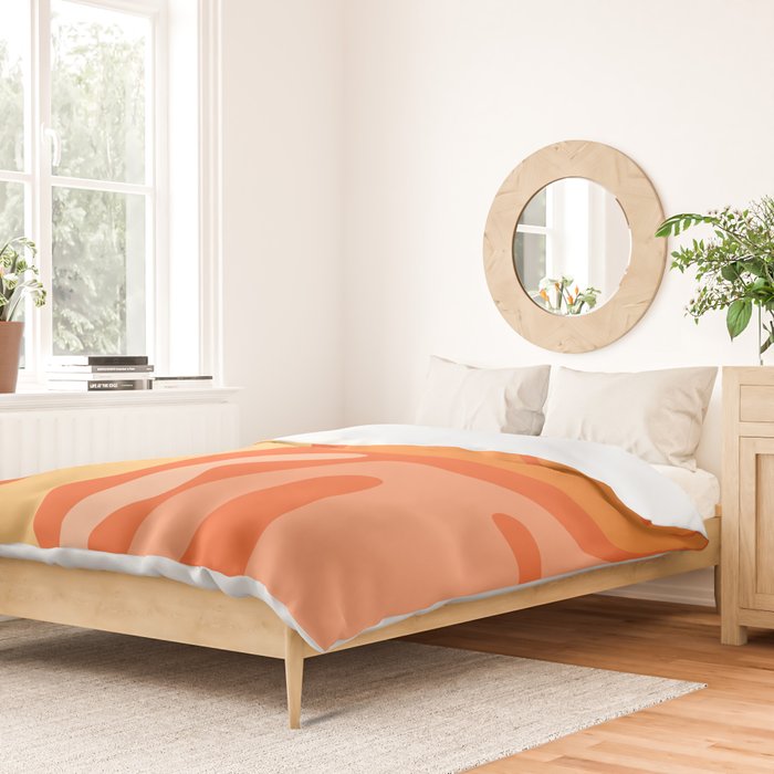 Mid Century Modern Kwaito Abstract Pattern in Tangerine Orange Yellow Duvet Cover Gallery Image 2