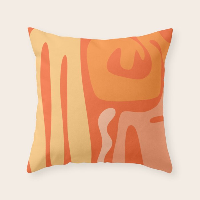 Mid Century Modern Kwaito Abstract Pattern in Tangerine Orange Yellow Throw Pillow Gallery Image 6