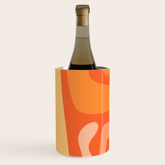 Mid Century Modern Kwaito Abstract Pattern in Tangerine Orange Yellow Wine Chiller Gallery Image 1