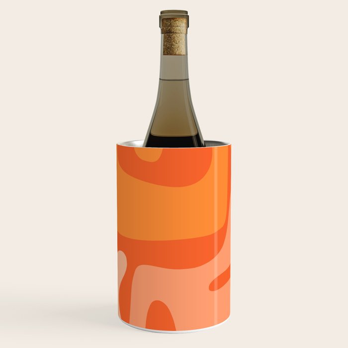 Mid Century Modern Kwaito Abstract Pattern in Tangerine Orange Yellow Wine Chiller Gallery Image 3