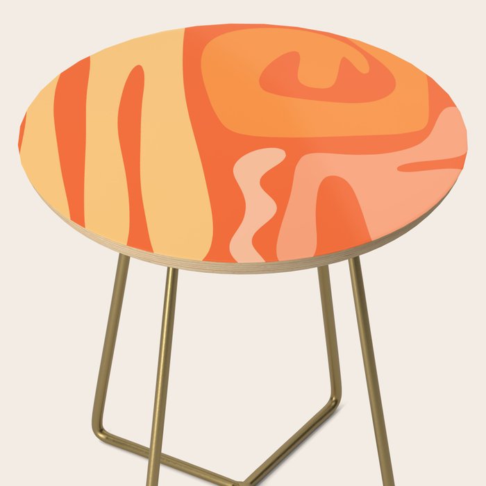 Mid Century Modern Kwaito Abstract Pattern in Tangerine Orange Yellow Side Table Gallery Image 2