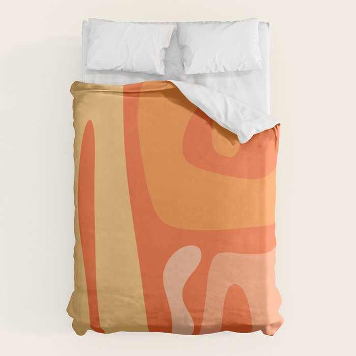 Mid Century Modern Kwaito Abstract Pattern in Tangerine Orange Yellow Duvet Cover Gallery Image 6