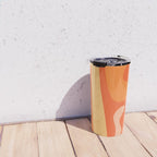 Mid Century Modern Kwaito Abstract Pattern in Tangerine Orange Yellow Travel Mug Gallery Image 4