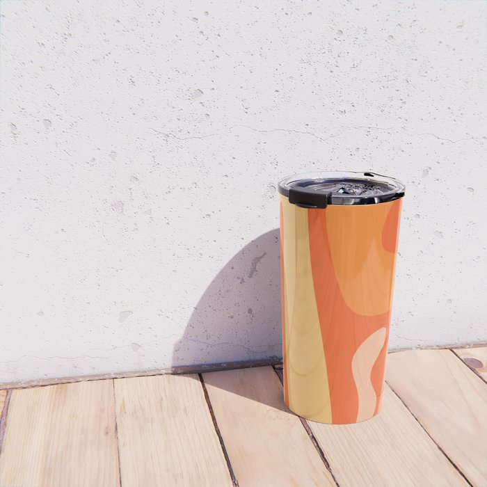 Mid Century Modern Kwaito Abstract Pattern in Tangerine Orange Yellow Travel Mug Gallery Image 4