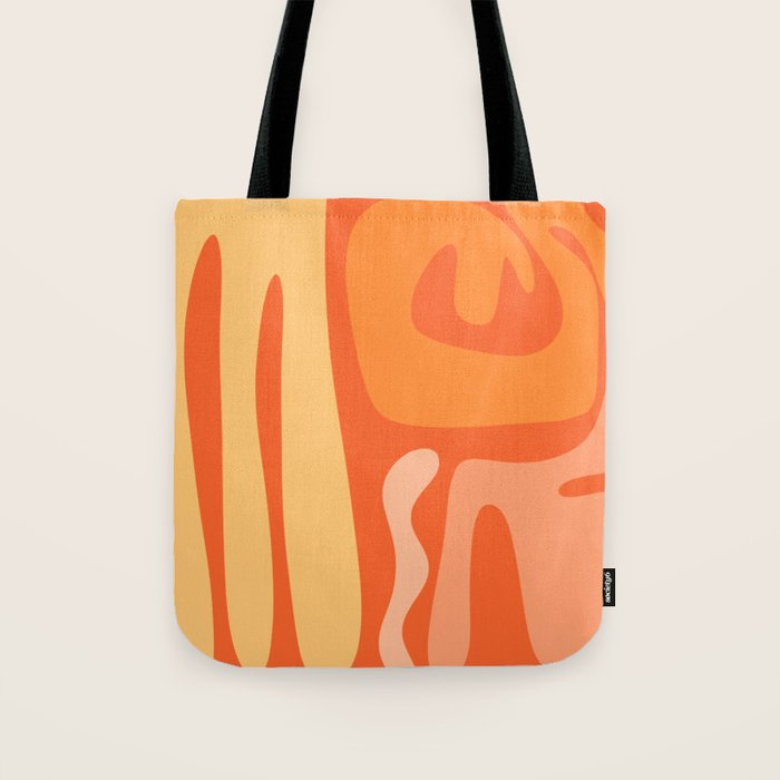 Mid Century Modern Kwaito Abstract Pattern in Tangerine Orange Yellow Tote Bag Gallery Image 1