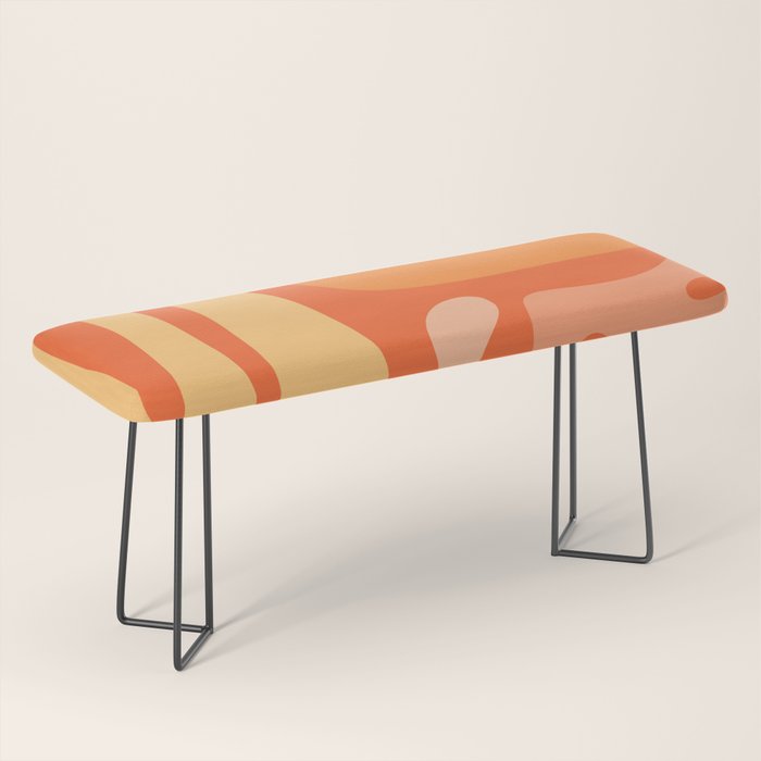 Mid Century Modern Kwaito Abstract Pattern in Tangerine Orange Yellow Bench Gallery Image 1