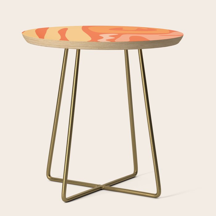 Mid Century Modern Kwaito Abstract Pattern in Tangerine Orange Yellow Side Table Gallery Image 1