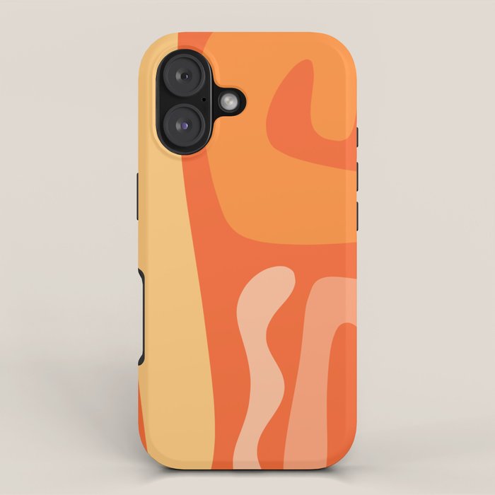 Mid Century Modern Kwaito Abstract Pattern in Tangerine Orange Yellow iPhone Case Gallery Image 1