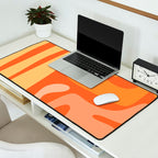 Mid Century Modern Kwaito Abstract Pattern in Tangerine Orange Yellow Desk Mat Gallery Image 2