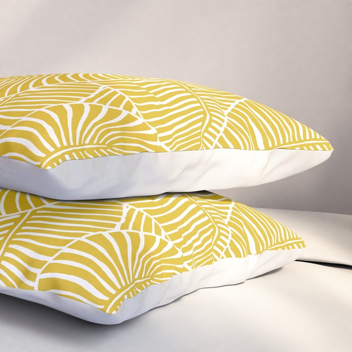 Zebra Palm Hawaiian Tropical  -Sulfur Yellow Pillow Sham Gallery Image 3