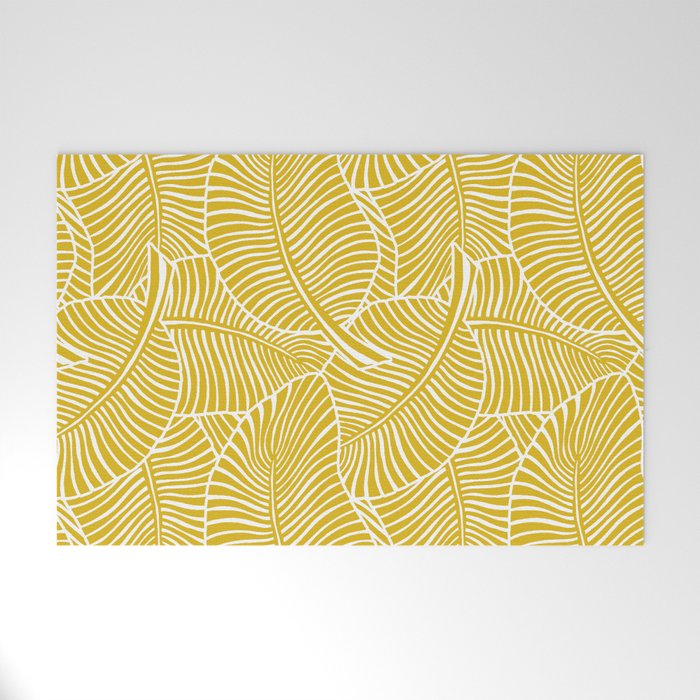 Zebra Palm Hawaiian Tropical  -Sulfur Yellow Welcome Mat Gallery Image 1
