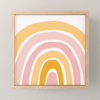 Abstract Shapes 94 in Mustard Yellow and Pale Pink (Rainbow Abstraction) Mini Art Print Gallery Image 1