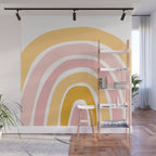 Abstract Shapes 94 in Mustard Yellow and Pale Pink (Rainbow Abstraction) Wall Mural Gallery Image 1