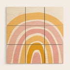 Abstract Shapes 94 in Mustard Yellow and Pale Pink (Rainbow Abstraction) Wood Wall Art Gallery Image 1