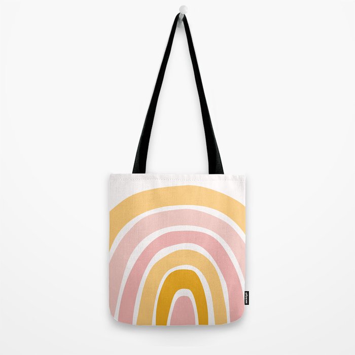 Abstract Shapes 94 in Mustard Yellow and Pale Pink (Rainbow Abstraction) Tote Bag Gallery Image 2