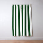 Large Forest Green and White Rustic Vertical Beach Stripes Window Curtain Gallery Image 3