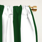 Large Forest Green and White Rustic Vertical Beach Stripes Window Curtain Gallery Image 2