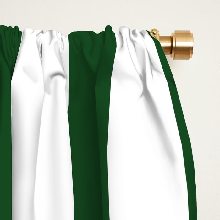 Large Forest Green and White Rustic Vertical Beach Stripes Window Curtain Gallery Image 2