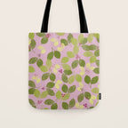 Summer Leaves and Berries on Pink Tote Bag Gallery Image 1