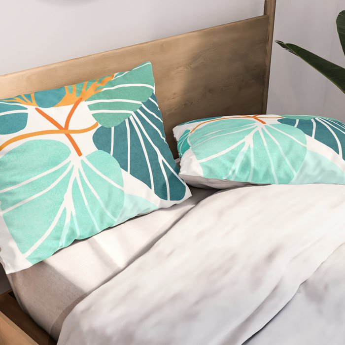 Tropical Symmetry Retro Botanic Pillow Sham Gallery Image 2