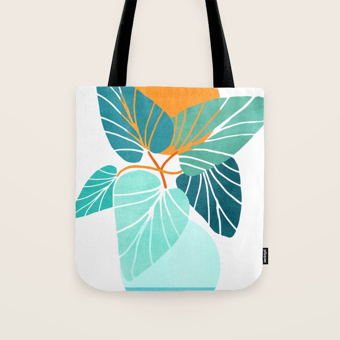 Tropical Symmetry Retro Botanic Tote Bag Gallery Image 1