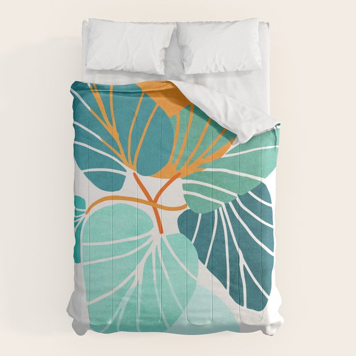Tropical Symmetry Retro Botanic Comforter Gallery Image 1