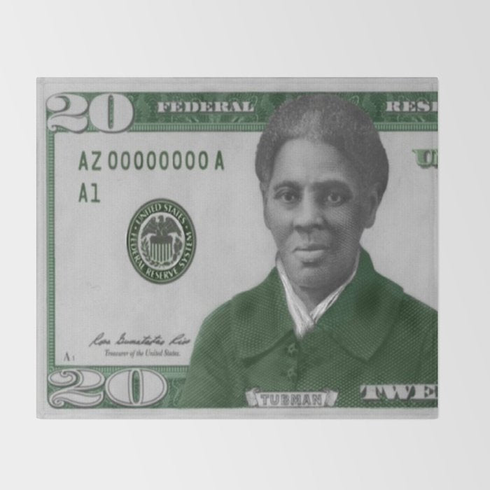 Proposed African American Icon Harriet Tubman Single U.S. Mint 20 Dollar bill Throw Blanket Gallery Image 2