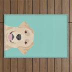 Yellow Lab dog portrait labrador retriever dog art pet friendly Outdoor Rug Gallery Image 1