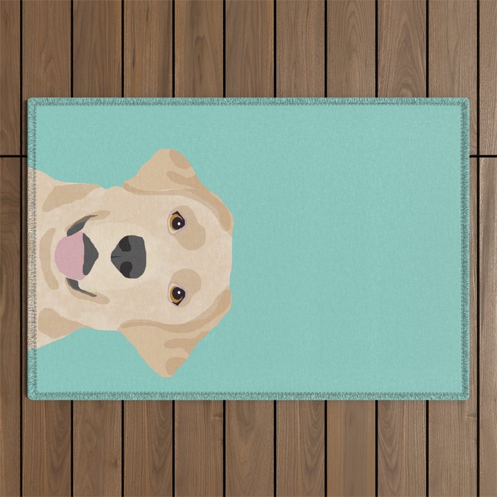 Yellow Lab dog portrait labrador retriever dog art pet friendly Outdoor Rug Gallery Image 1