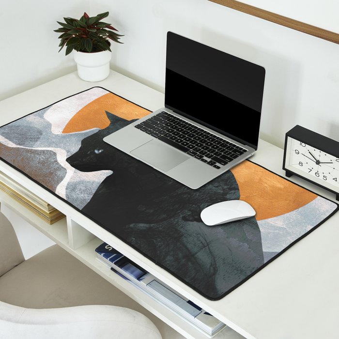 Black Cat Desk Mat Gallery Image 2