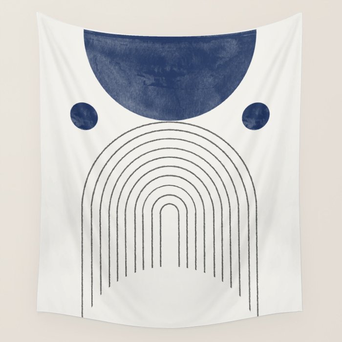 Mid Century Modern Arch & Moon Wall Tapestry Gallery Image 1