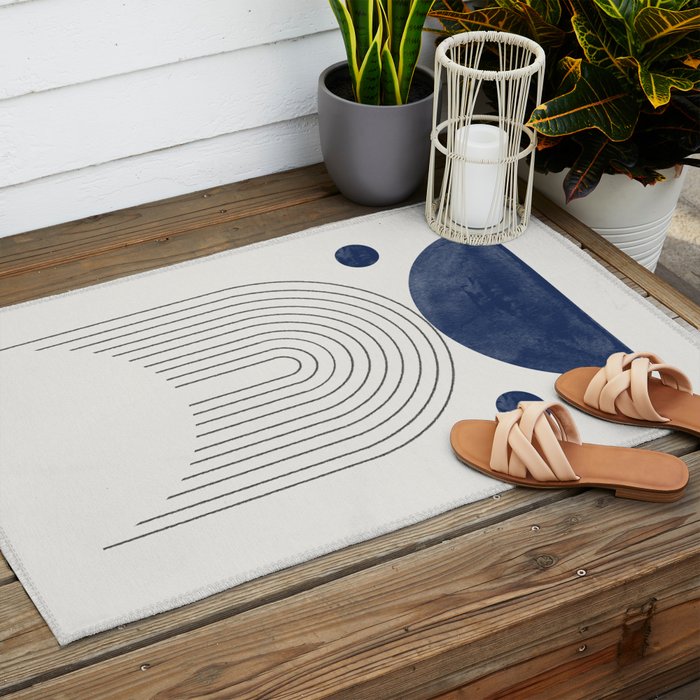 Mid Century Modern Arch & Moon Outdoor Rug Gallery Image 2