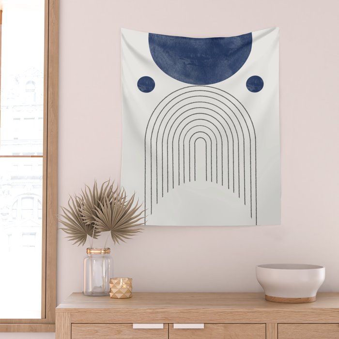 Mid Century Modern Arch & Moon Wall Tapestry Gallery Image 2