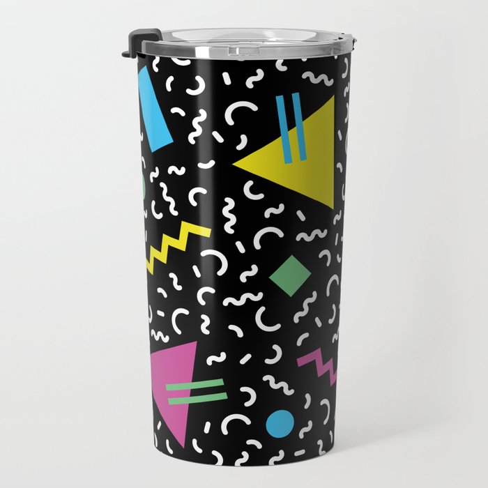 Memphis pattern 66 - 80s / 90s Retro Travel Mug Gallery Image 3