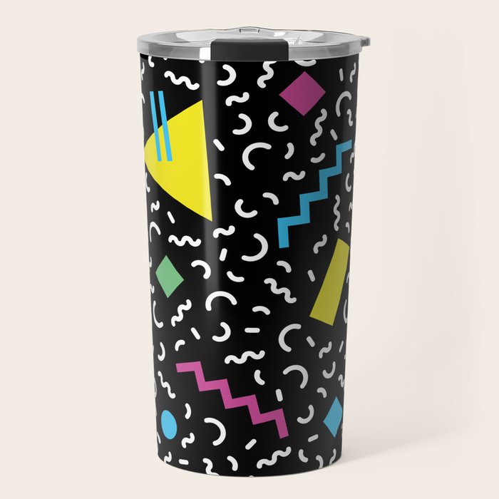 Memphis pattern 66 - 80s / 90s Retro Travel Mug Gallery Image 1