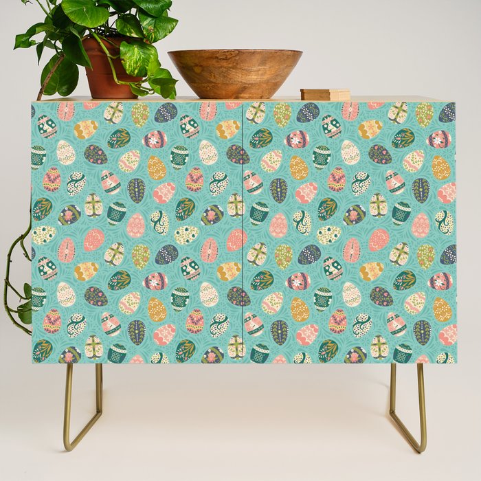 Floral Easter Eggs - Aqua Credenza Gallery Image 1