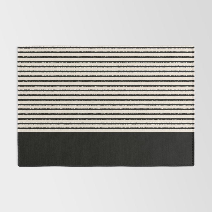 Texture - Black Stripes Blocks Rug Gallery Image 2