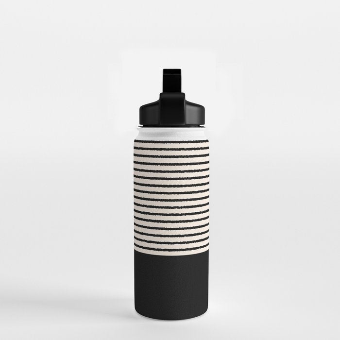 Texture - Black Stripes Blocks Water Bottle Gallery Image 2