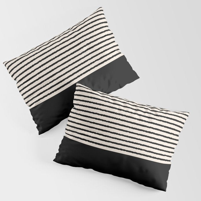 Texture - Black Stripes Blocks Pillow Sham Gallery Image 1