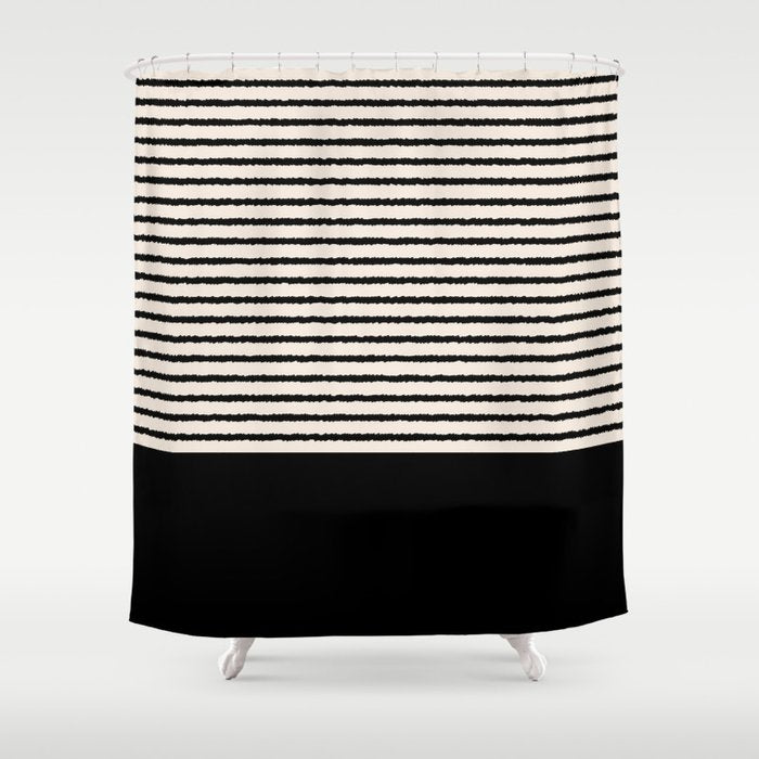 Texture - Black Stripes Blocks Shower Curtain Gallery Image 1