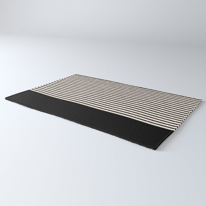 Texture - Black Stripes Blocks Rug Gallery Image 3
