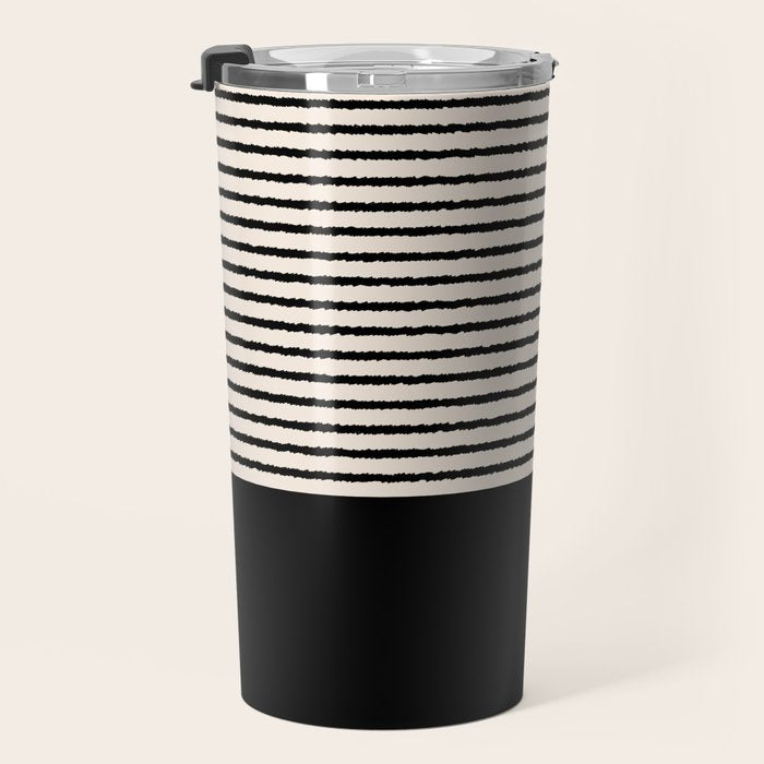 Texture - Black Stripes Blocks Travel Mug Gallery Image 3