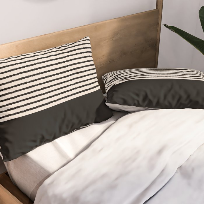 Texture - Black Stripes Blocks Pillow Sham Gallery Image 2